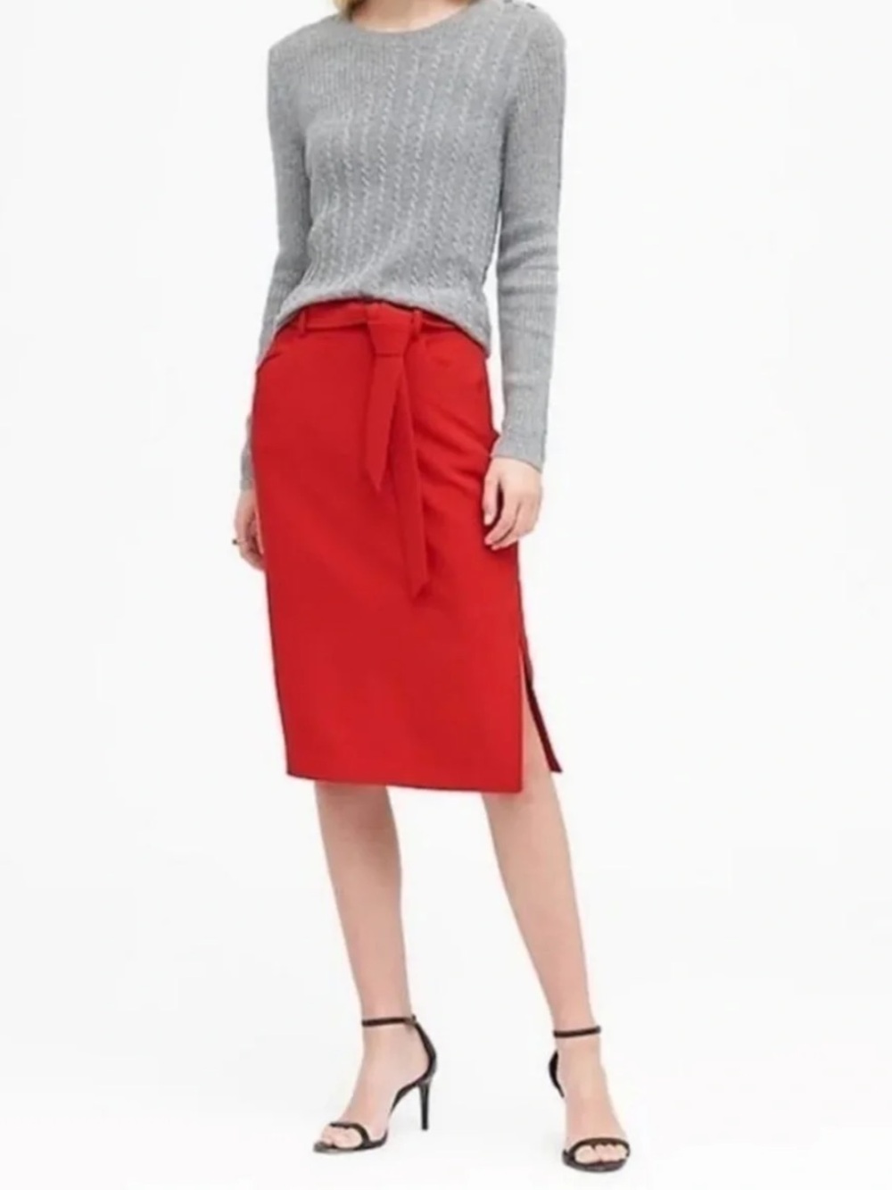 Banana Republic Red Tie-Waist Pencil Skirt